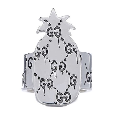 GUCCI Sterling Silver GucciGhost Pineapple Ring 50 5.5 495948 